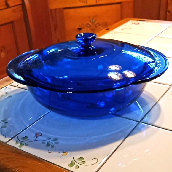 Anchor Hocking Cobalt Blue 2 Quart, 9" Round Covered Lid Casserole Dish. Colbat. - Picture 1 of 13